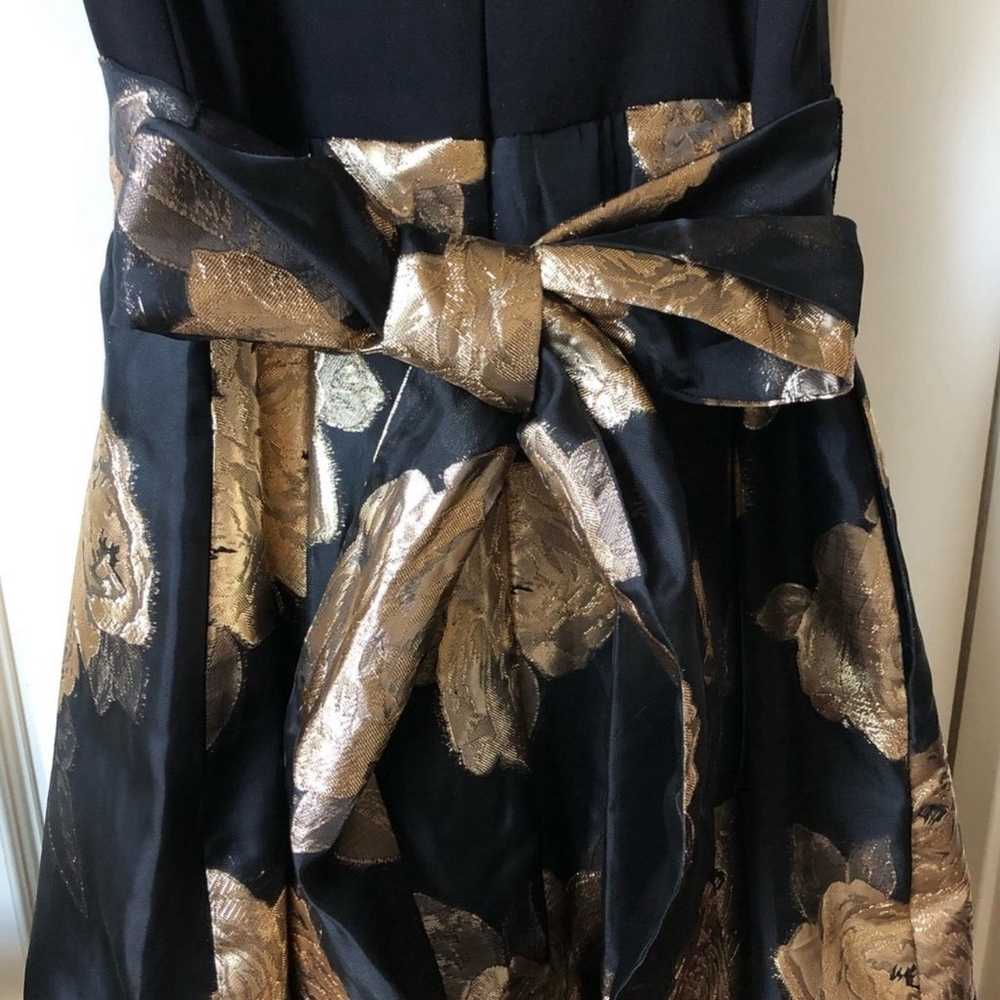 Black and Metallic Gold Flower Gown - image 5