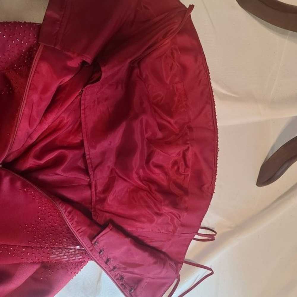 Basix II deep red beaded aline dress with shawl s… - image 10