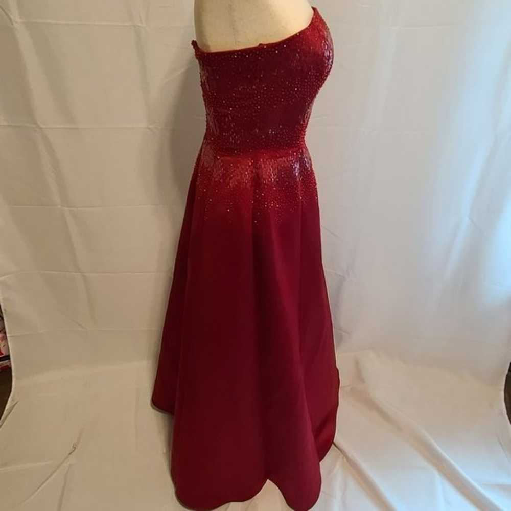 Basix II deep red beaded aline dress with shawl s… - image 5
