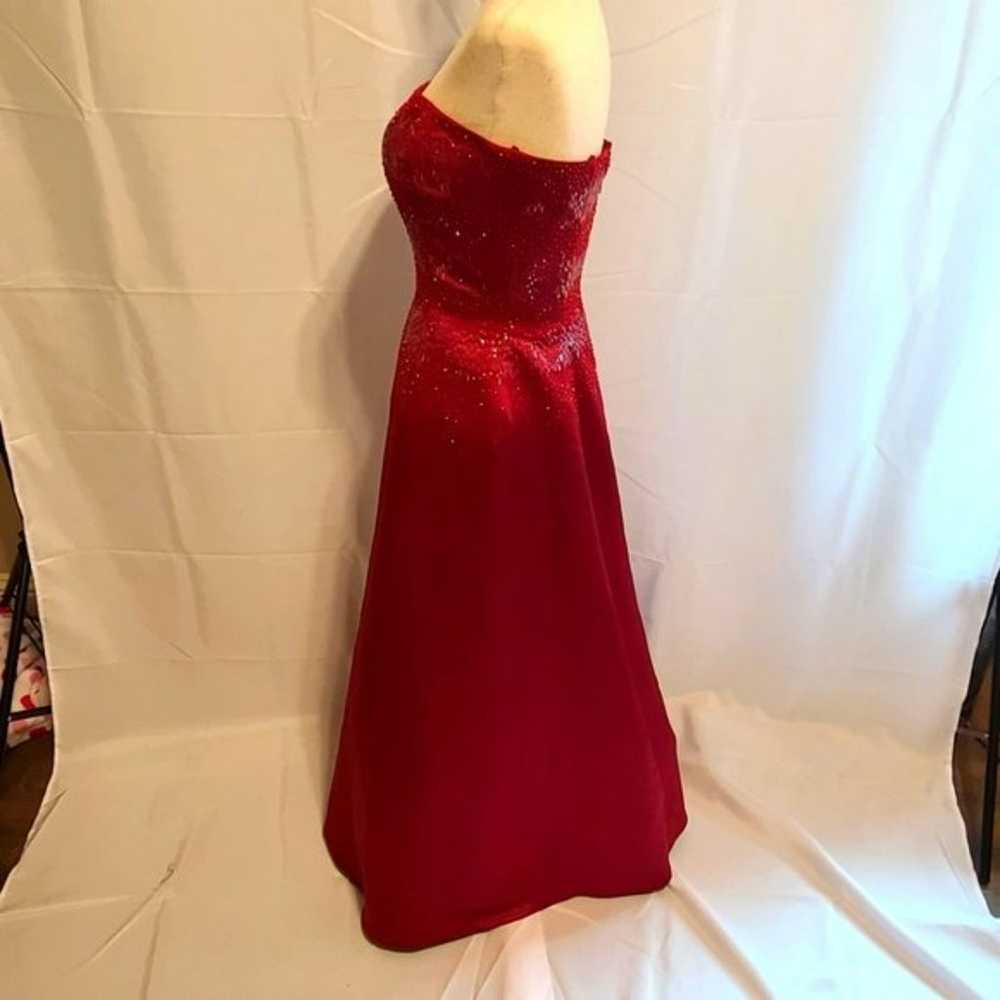 Basix II deep red beaded aline dress with shawl s… - image 6