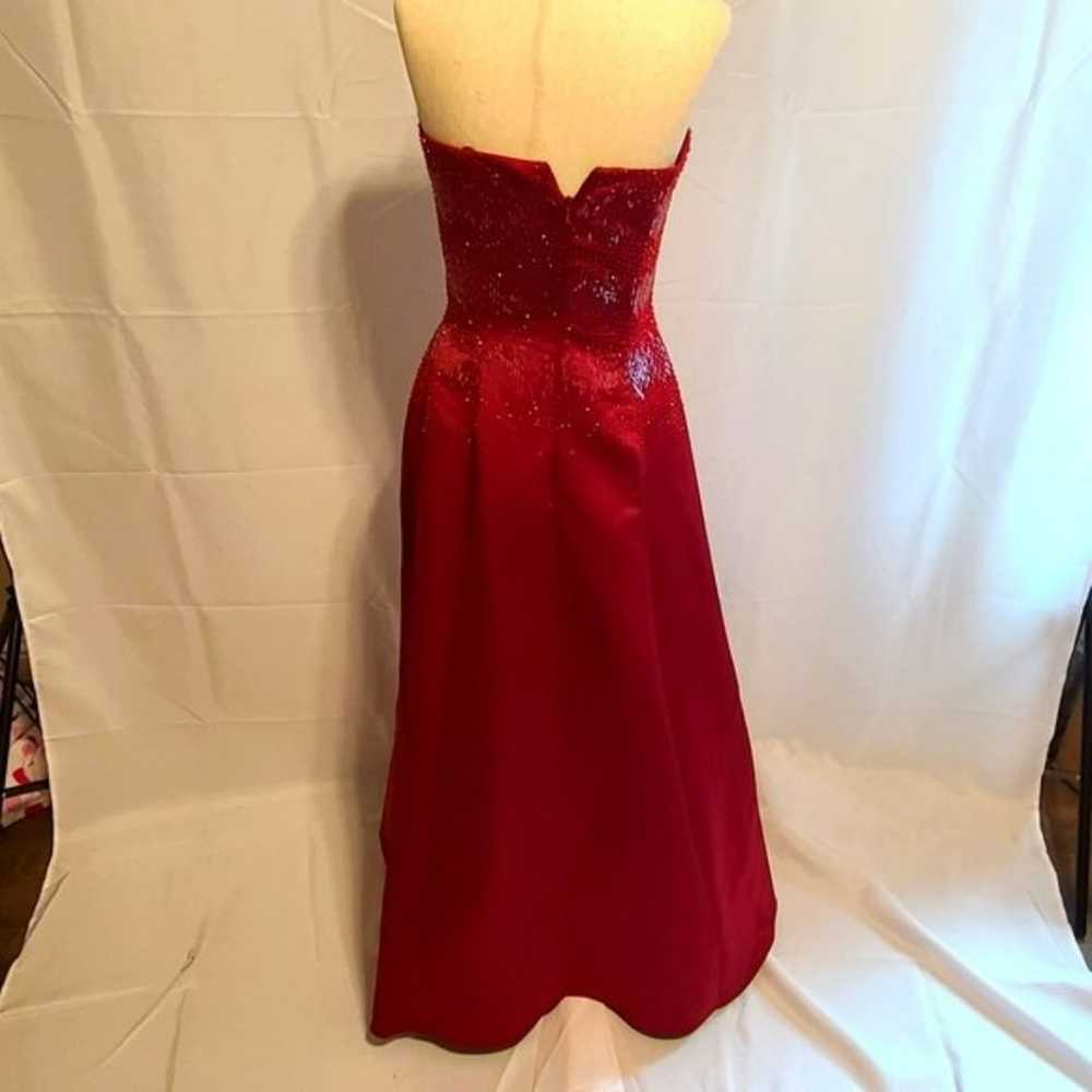 Basix II deep red beaded aline dress with shawl s… - image 7