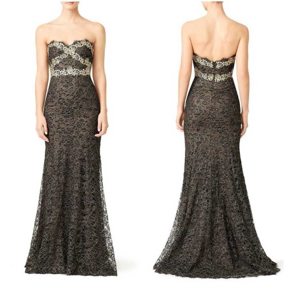 marchesa notte Gilded Gold Strapless Gown maxi dr… - image 1