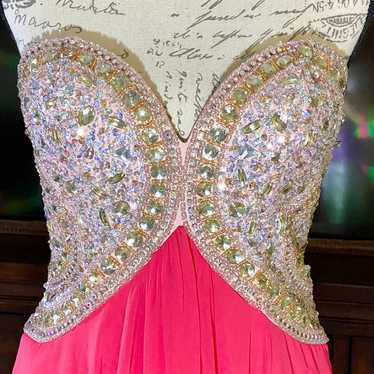 NWOT Glamour by Terani Couture Coral Gold Rhinest… - image 1