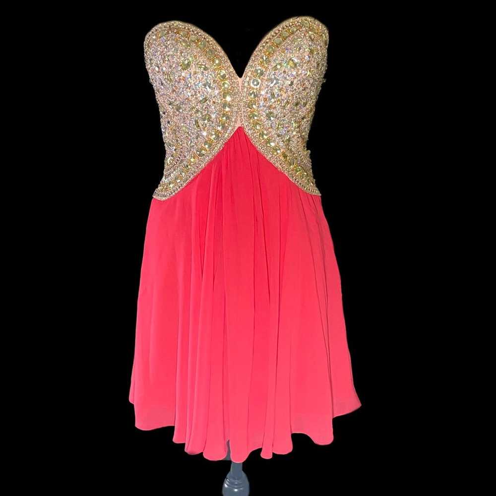NWOT Glamour by Terani Couture Coral Gold Rhinest… - image 2