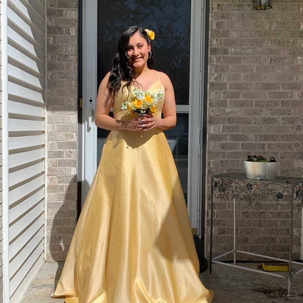 Mon Cheri Collette Yellow prom Dress - image 5
