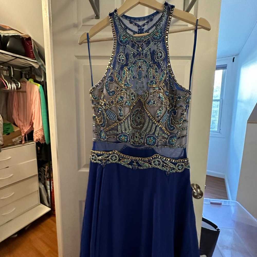 Blue beaded prom dress - image 1