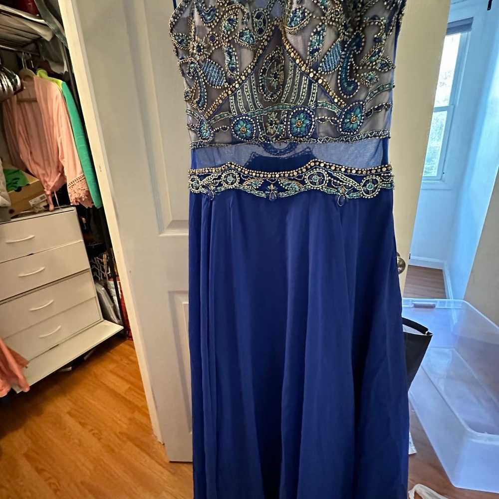 Blue beaded prom dress - image 2