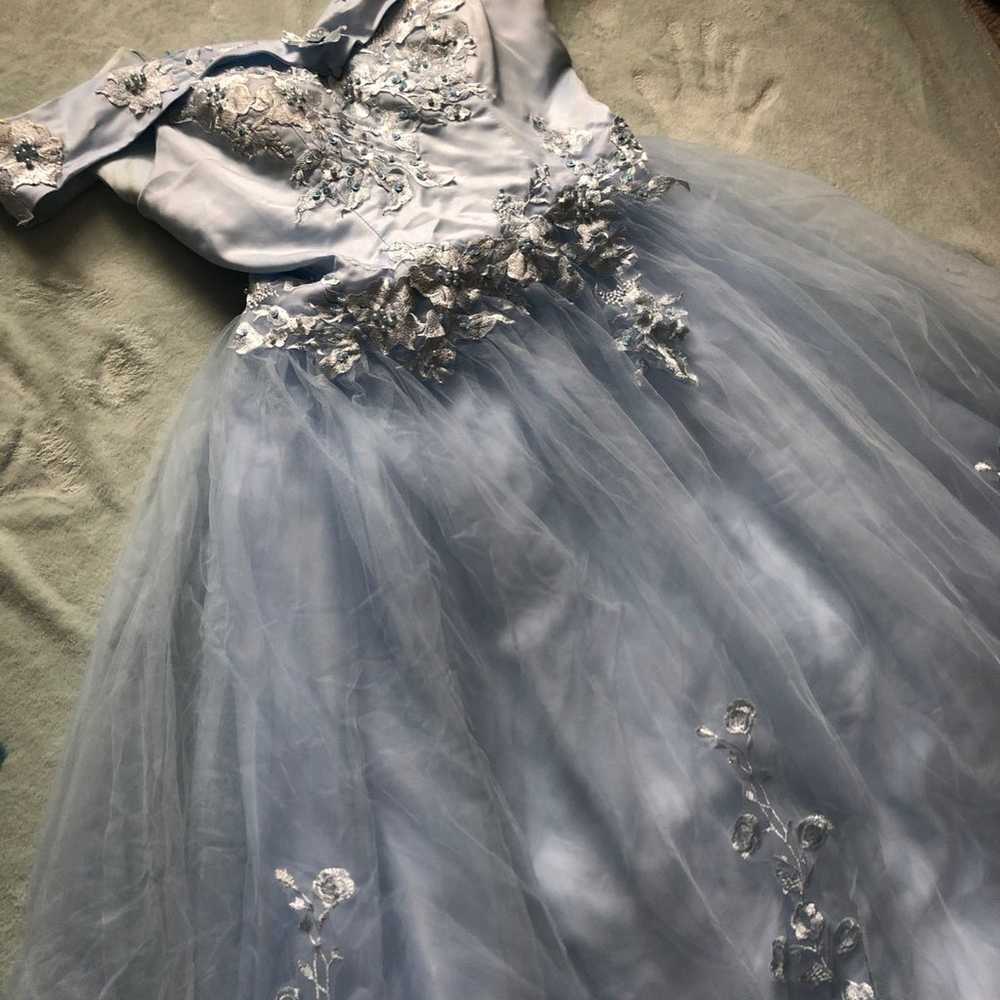 Blue A-line Gown w/Tulle - image 4