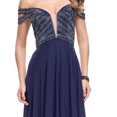 Navy Blue La Femme Prom Dress