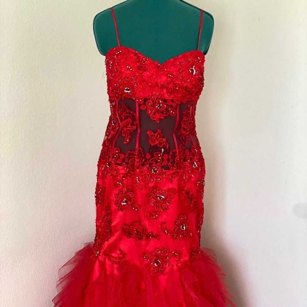 SEXY RED LACE MOULIN ROUGE JASZ COUTURE SATIN SEQ… - image 2