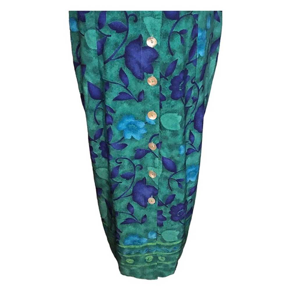 Green Blue Floral Accent Sleeveless House Vacatio… - image 2