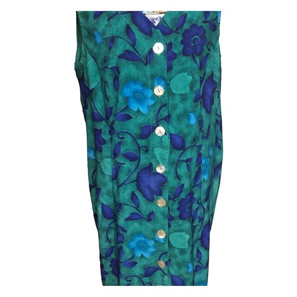 Green Blue Floral Accent Sleeveless House Vacatio… - image 3
