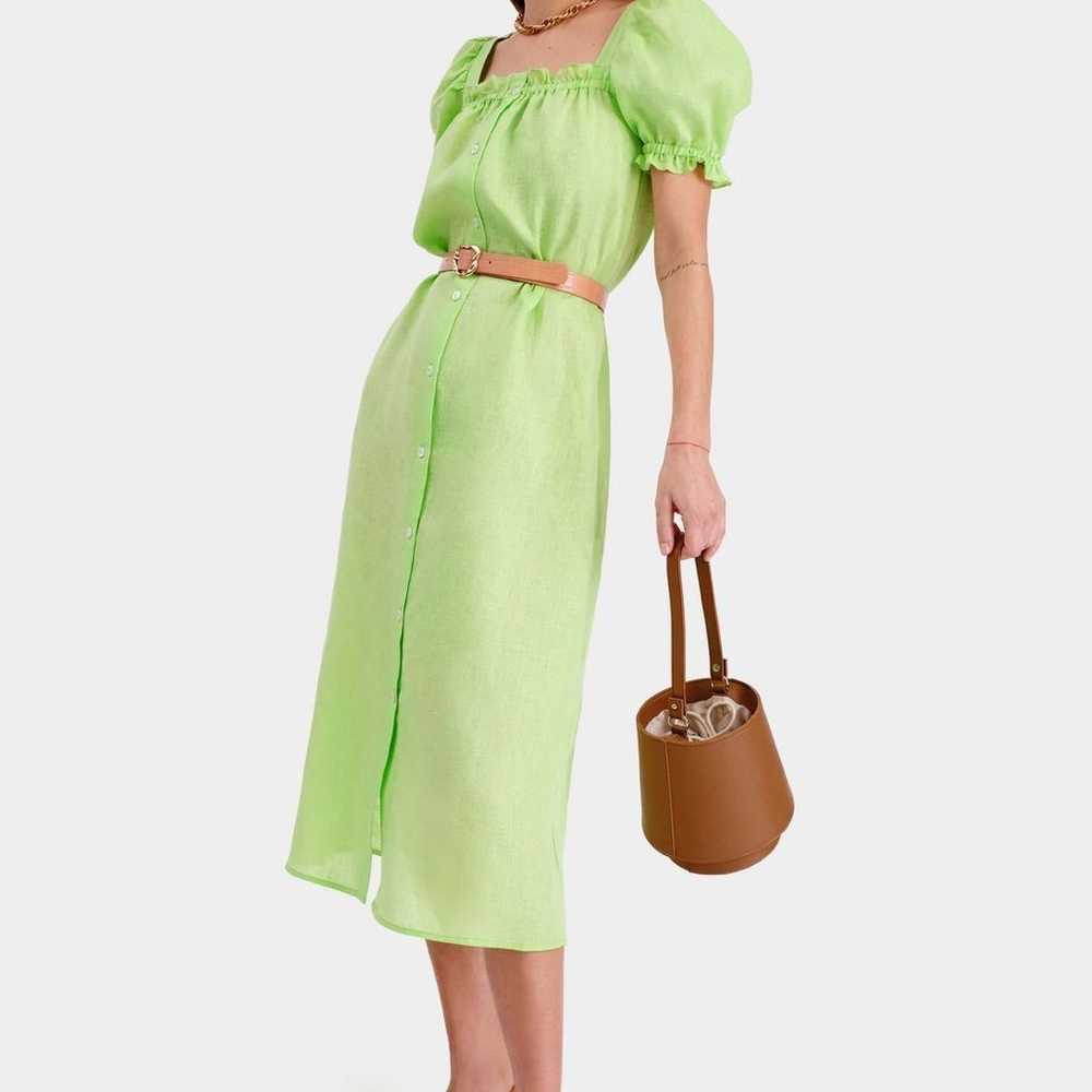DAILY SLEEPER Brigitte Midi Linen Dress Lime - image 1