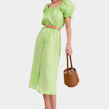 DAILY SLEEPER Brigitte Midi Linen Dress Lime