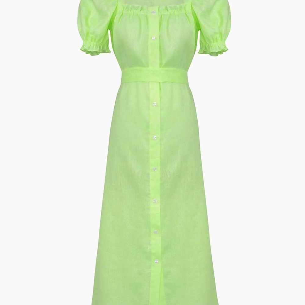 DAILY SLEEPER Brigitte Midi Linen Dress Lime - image 2
