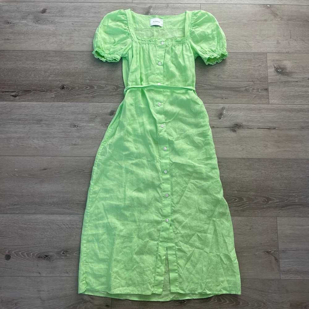 DAILY SLEEPER Brigitte Midi Linen Dress Lime - image 4
