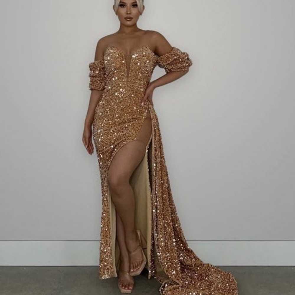 Champagne Gold Sequin Gown - image 1