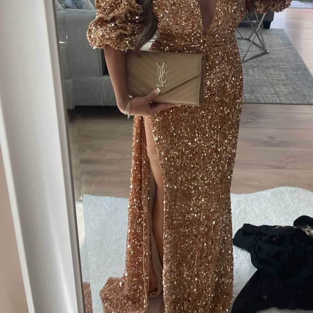 Champagne Gold Sequin Gown - image 2