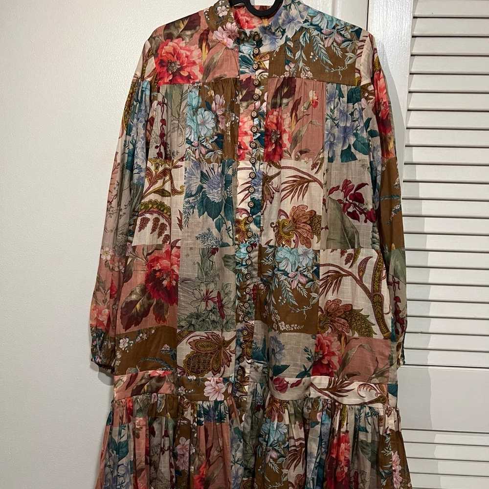 Zimmerman Cassie Floral Patchwork Belted Dress Si… - image 5