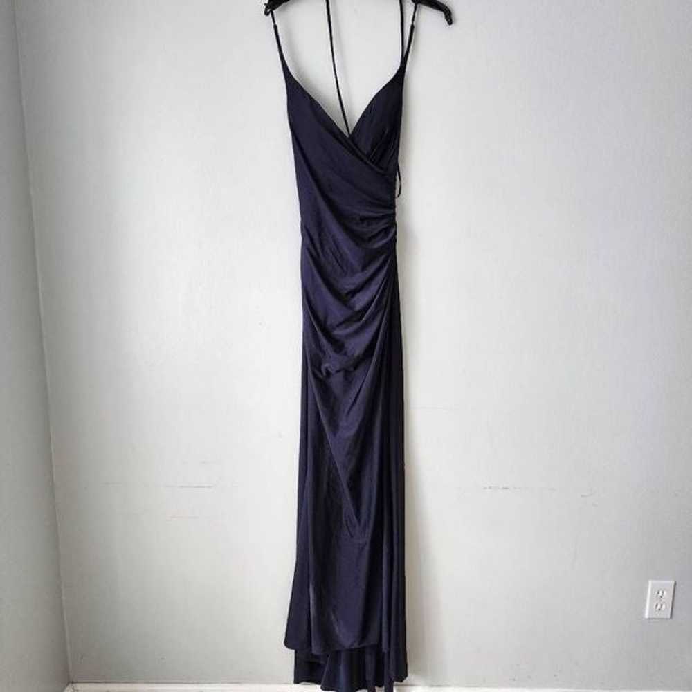 La Femme Strapy Back Ruched Jersey Gown - image 2