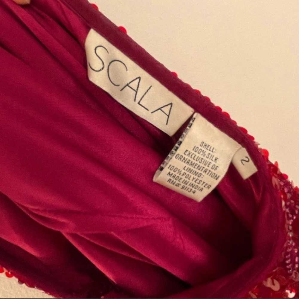 Scala V- Neckline Beaded Dress 48883 color red lo… - image 10