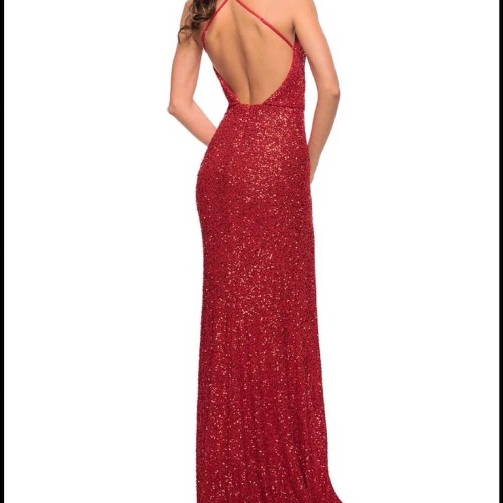 Scala V- Neckline Beaded Dress 48883 color red lo… - image 3