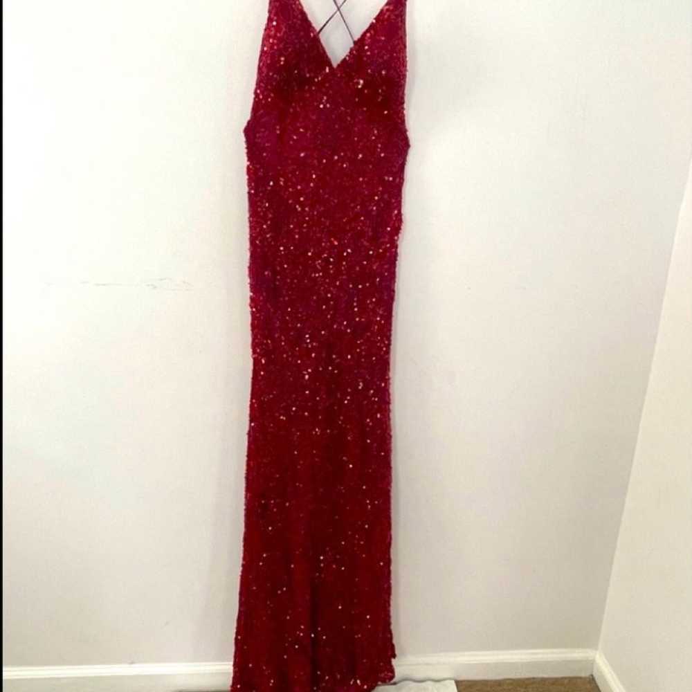 Scala V- Neckline Beaded Dress 48883 color red lo… - image 4