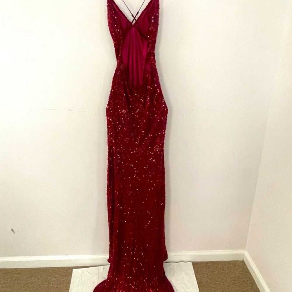 Scala V- Neckline Beaded Dress 48883 color red lo… - image 5
