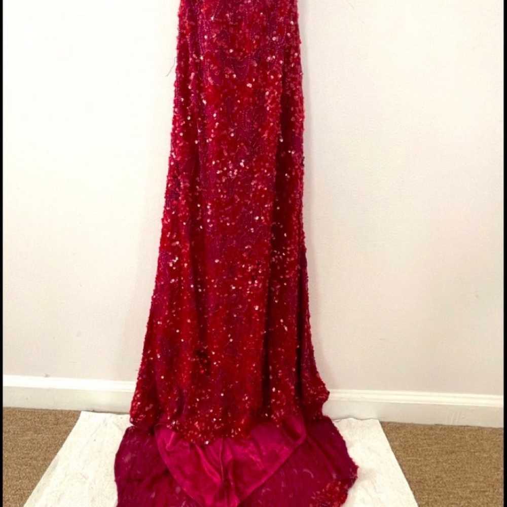Scala V- Neckline Beaded Dress 48883 color red lo… - image 6