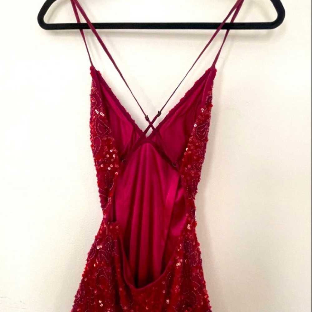 Scala V- Neckline Beaded Dress 48883 color red lo… - image 9
