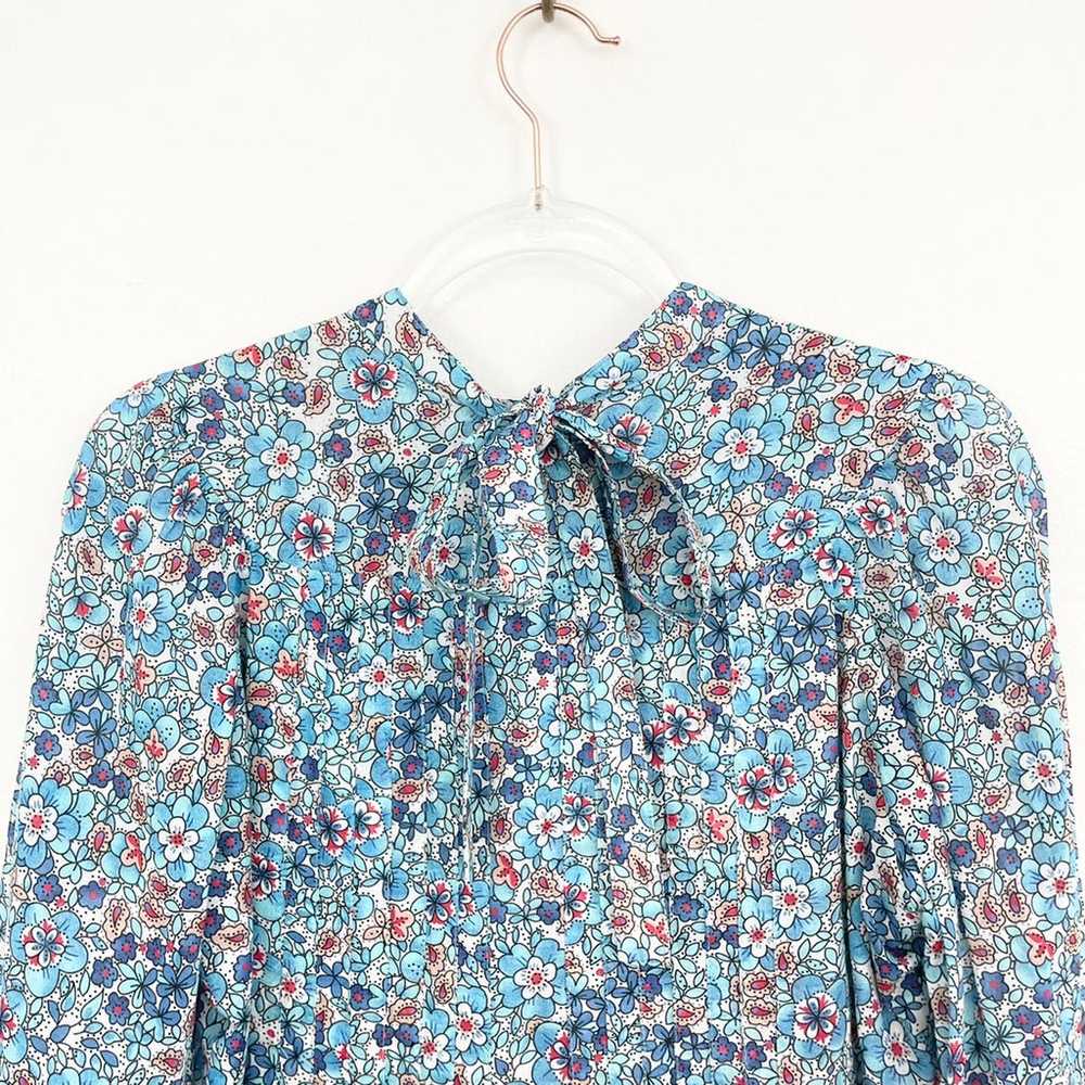 Warm Blue Floral Pintucked Midi Dress - image 5