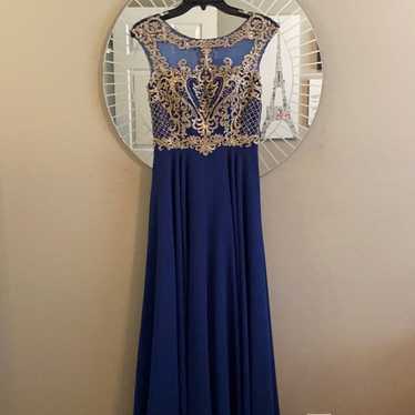 Stunning Blue and Gold Formal Dress!! - image 1