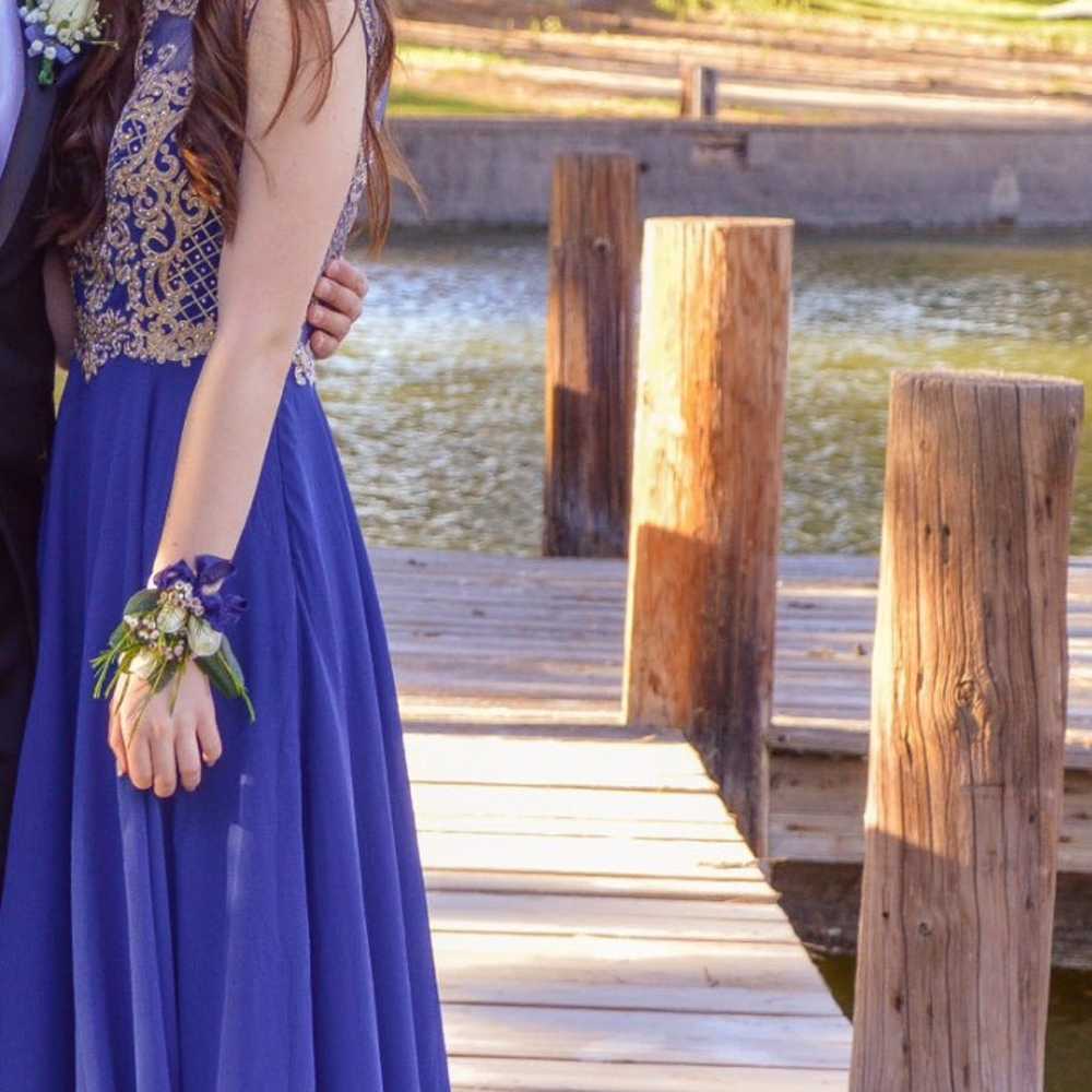 Stunning Blue and Gold Formal Dress!! - image 4