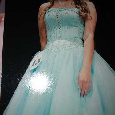 cyan blue pageant dress