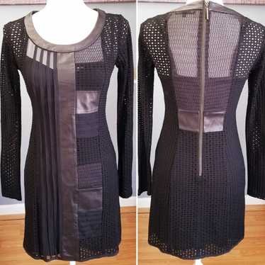 Nanette Lepore Black Mesh Leather Dress