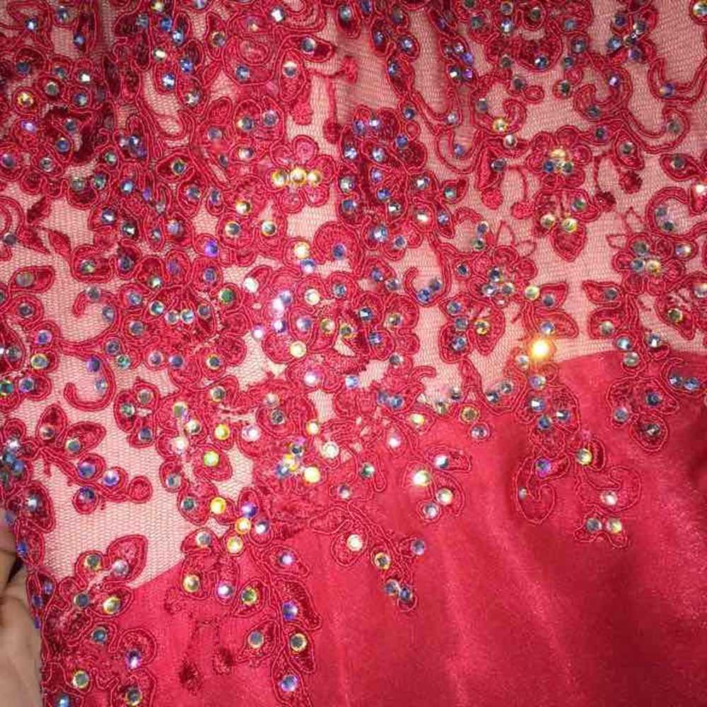 red strapless prom dress - image 3