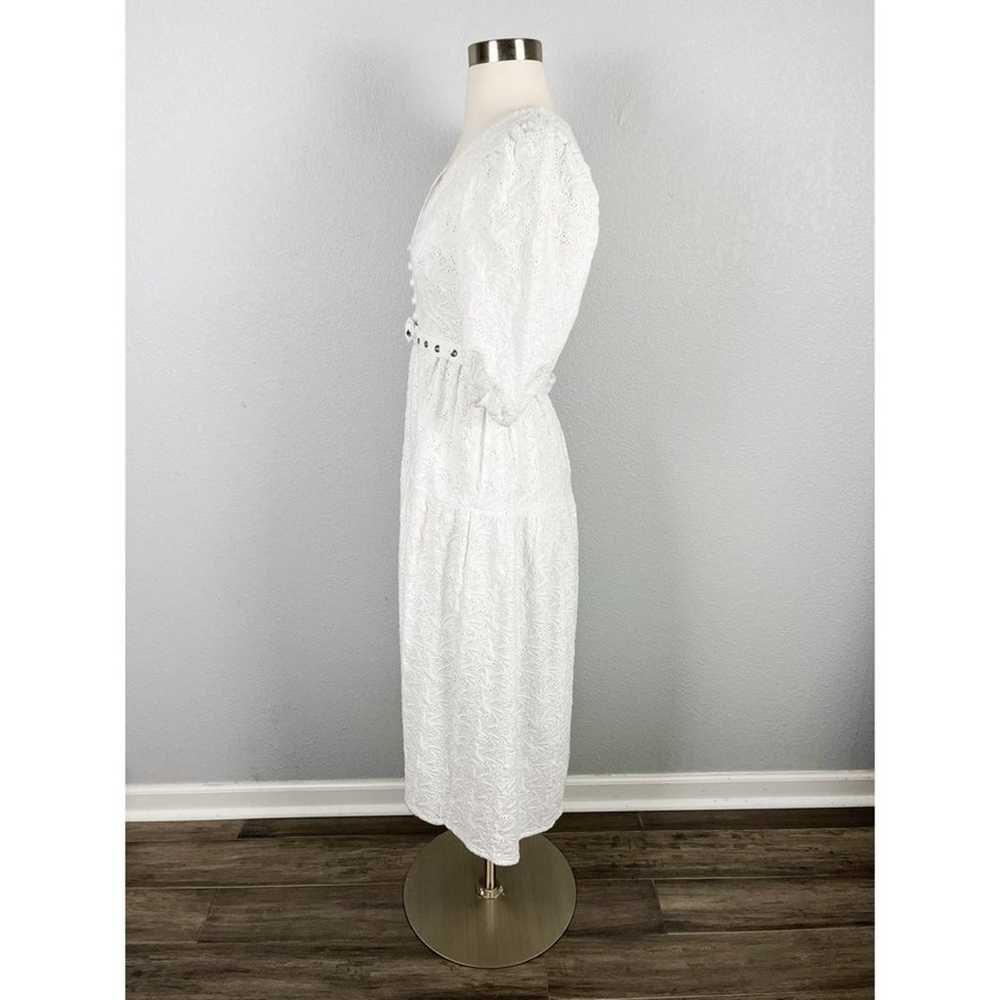 NICHOLAS Celie Floral Embroidery Midi Dress  White - image 11