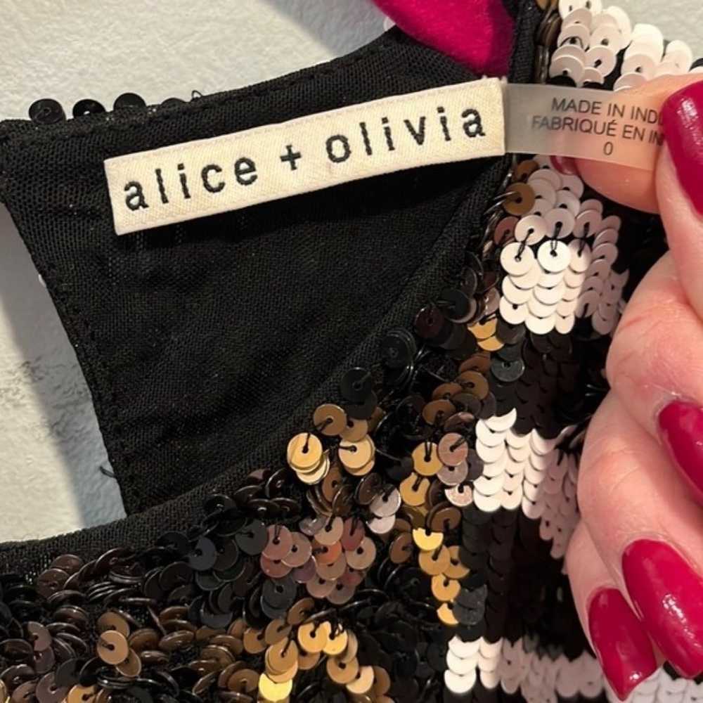 Alice + Olivia Jae Sequin Keyhole Black Mini Dres… - image 4