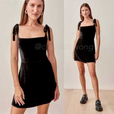 REFORMATION Minna Velvet Mini Dress in Black - image 1