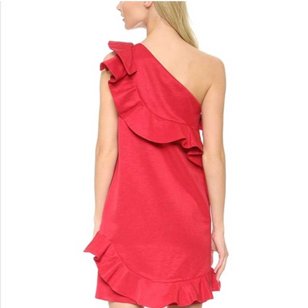 MSGM | Red One Shoulder Ruffle Cocktail Mini Dres… - image 2