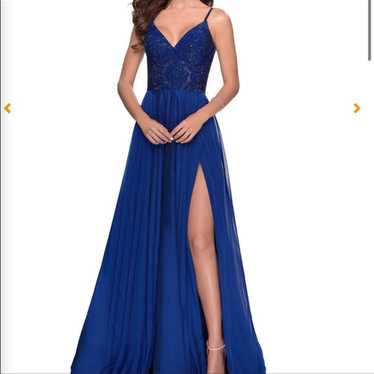 La Femme 28664 Blue Embroidered Bodice Gown 2 - image 1