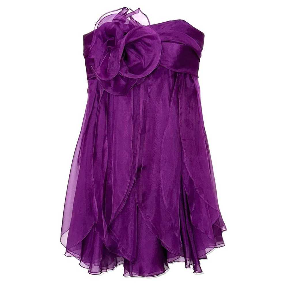 Marchesa Notte Silk Ruffled Strapless Mini Dress - image 1