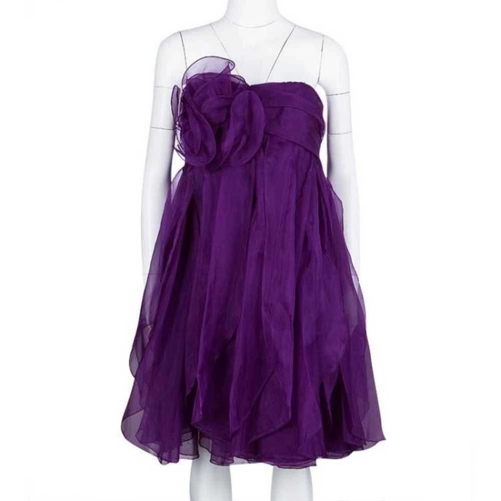 Marchesa Notte Silk Ruffled Strapless Mini Dress - image 2