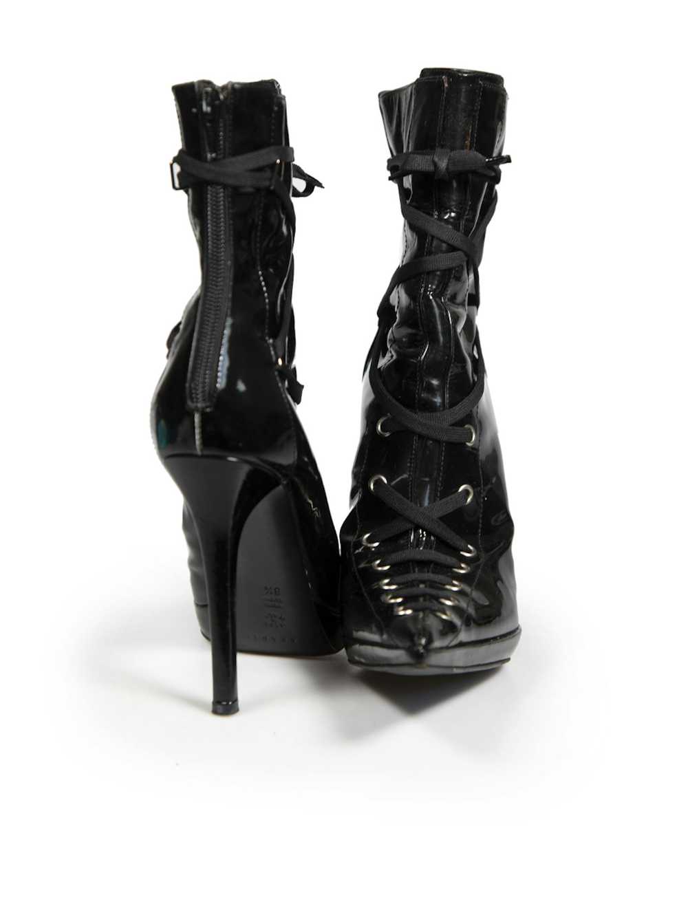 Casadei Black Patent Leather Lace-Up Ankle Boots - image 3