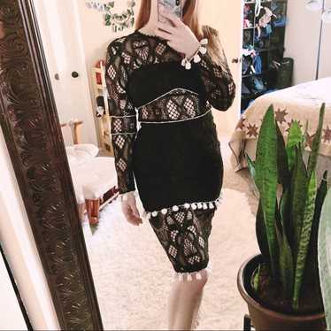 Alexis Black & White Tassel Lace Dress