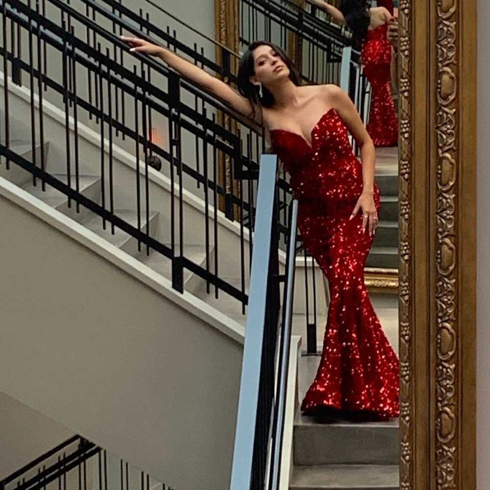 Red prom dress - image 3
