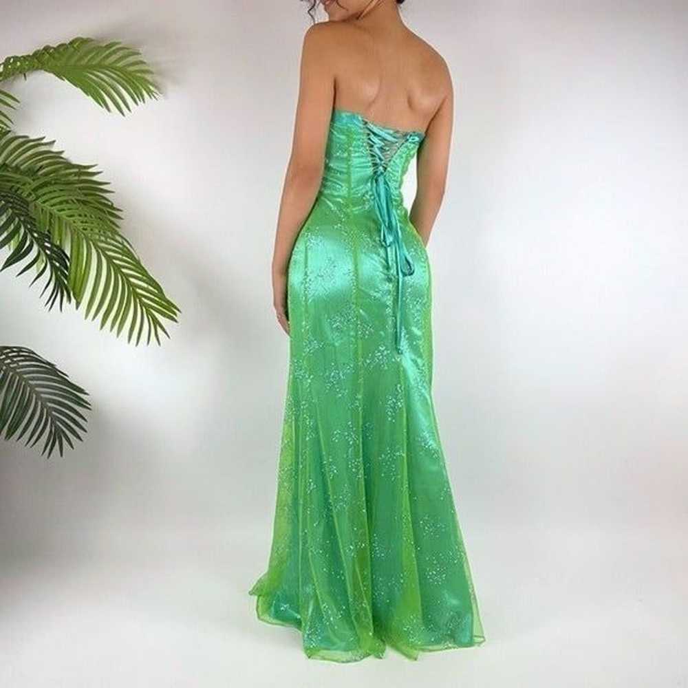 Vintage Y2K Green Floral Fairycore Mermaid Strapl… - image 2