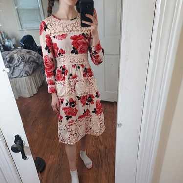Kate Spade Modest Rose Floral Crochet Dress