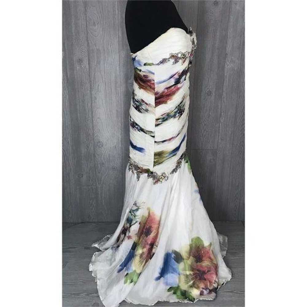 Mac Duggal couture silk watercolor floral formal … - image 2
