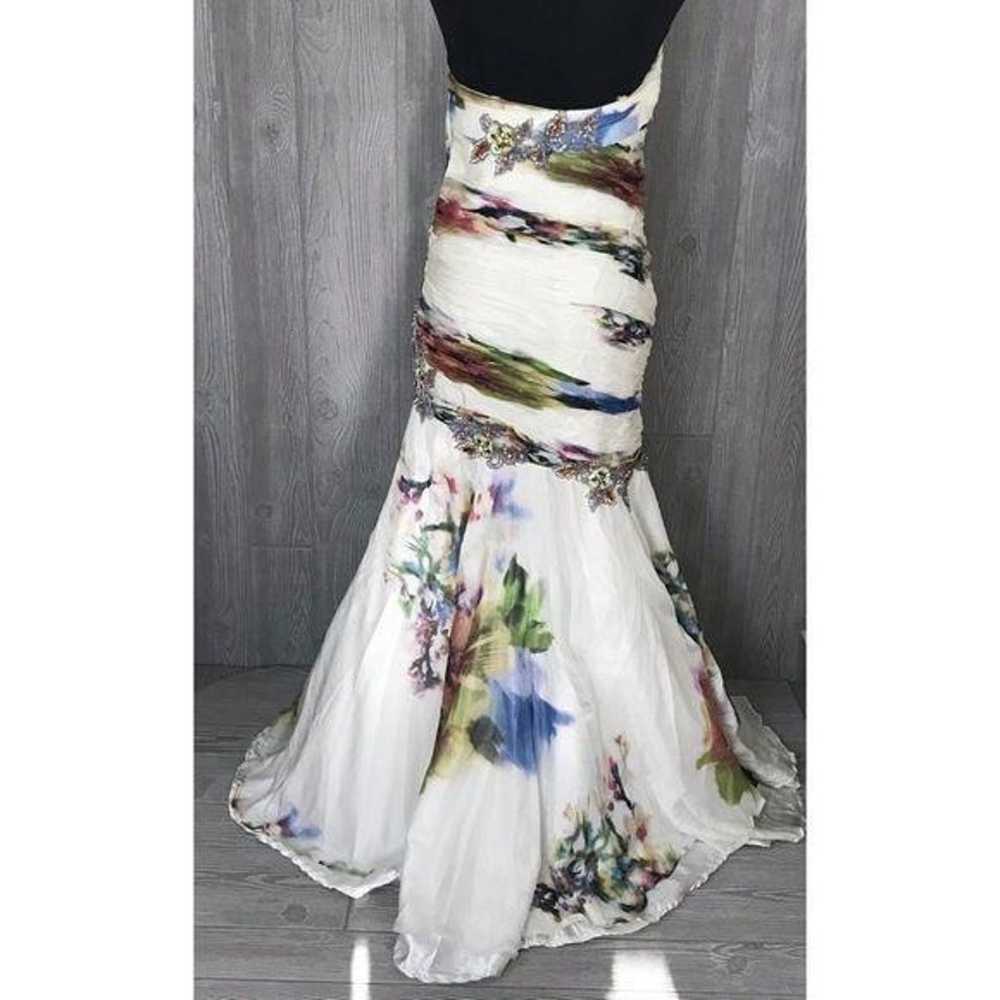 Mac Duggal couture silk watercolor floral formal … - image 3